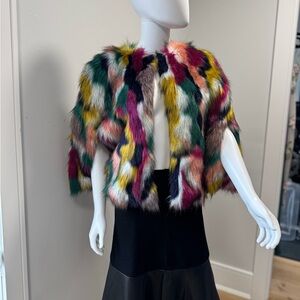 Jealous Tomato Multicolor Faux Fur Jacket